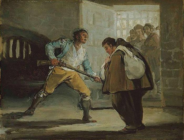 Francisco de Goya El Maragato Threatens Friar Pedro de Zaldivia with His Gun oil painting image